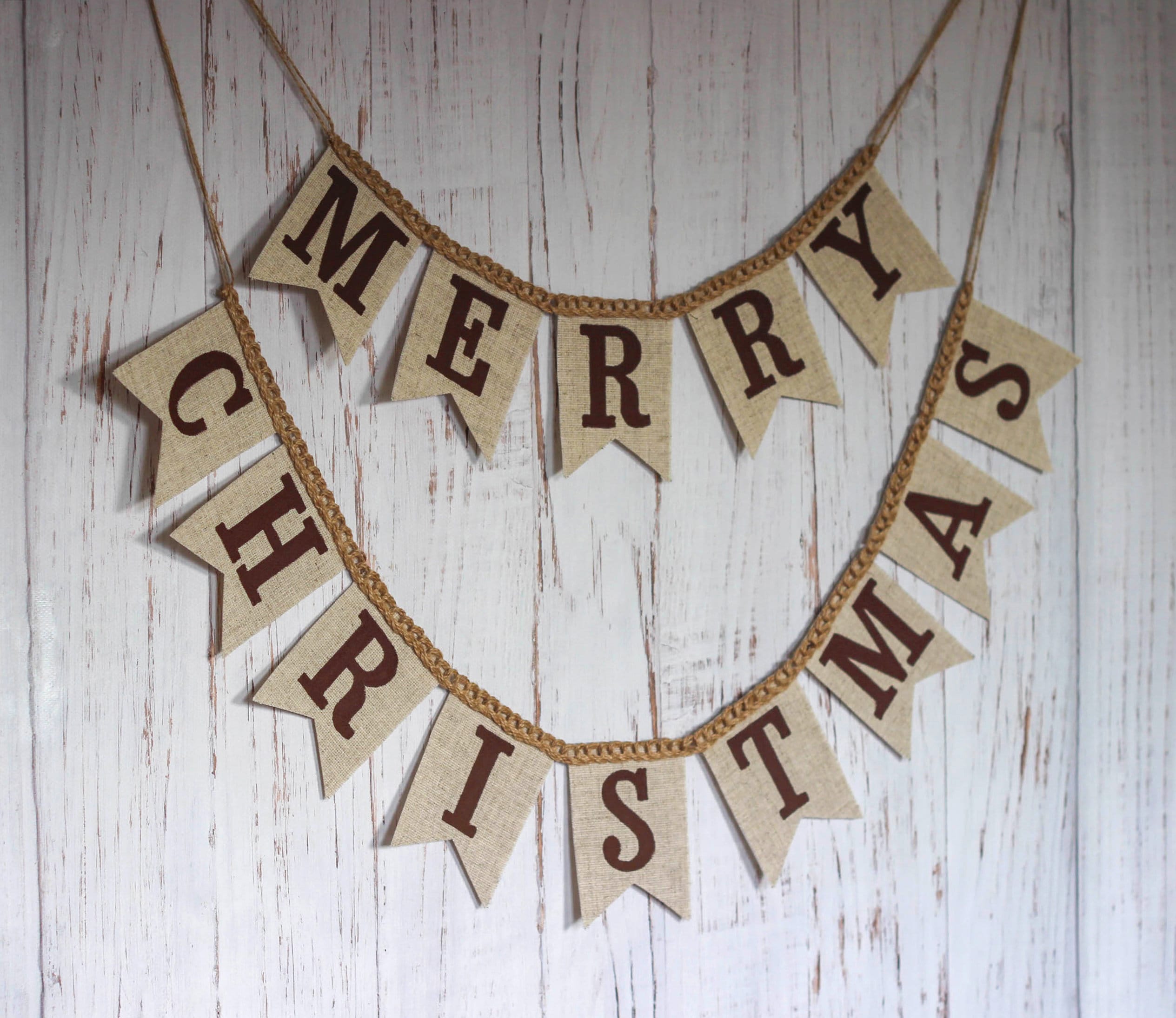 Merry Christmas Banner Fireplace Burlap Christmas Banner Red Etsy