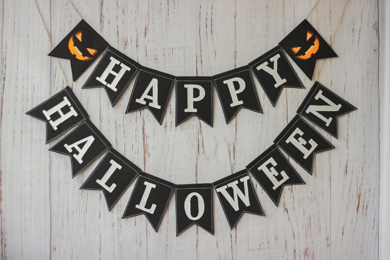 Happy Halloween decoration garland, Happy Halloween banner, Happy Halloween garland, Halloween decoration outdoor, Vintage halloween decor