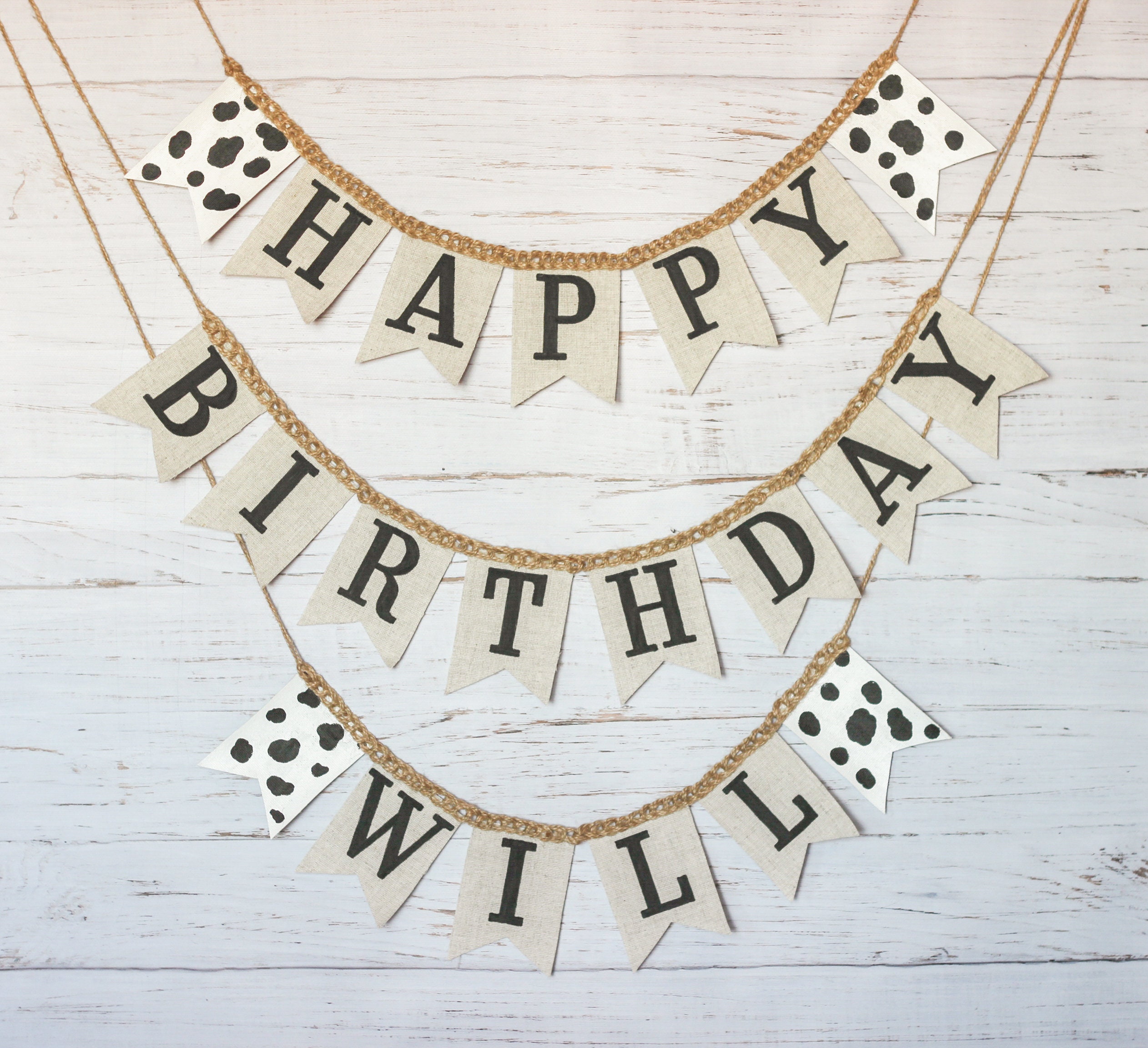Cowgirl banner Cowgirl 5th birthday Cowgirl birthday party decor Baby name banner Happy birthday banner fabric Happy birthday