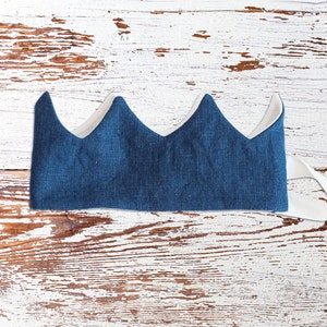 Navy Birthday Crown Baby – Personalized Linen Crown with Name – Little Girl Crown – Custom Baby Items – Crown and Banner Set
