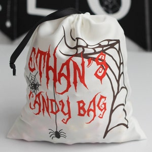 Halloween Pumpkin Satin Bag, Trick Or Treat Silk Bag, Custom Satin Bag, Personalized bag, Halloween MakeUp Bag, Halloween Treat Bag image 3