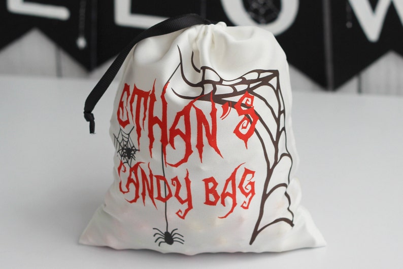 Halloween Pumpkin Satin Bag, Trick Or Treat Silk Bag, Custom Satin Bag, Personalized bag, Halloween MakeUp Bag, Halloween Treat Bag image 3