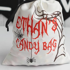 Halloween Pumpkin Satin Bag, Trick Or Treat Silk Bag, Custom Satin Bag, Personalized bag, Halloween MakeUp Bag, Halloween Treat Bag image 2