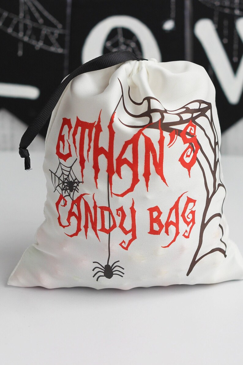 Halloween Pumpkin Satin Bag, Trick Or Treat Silk Bag, Custom Satin Bag, Personalized bag, Halloween MakeUp Bag, Halloween Treat Bag image 2