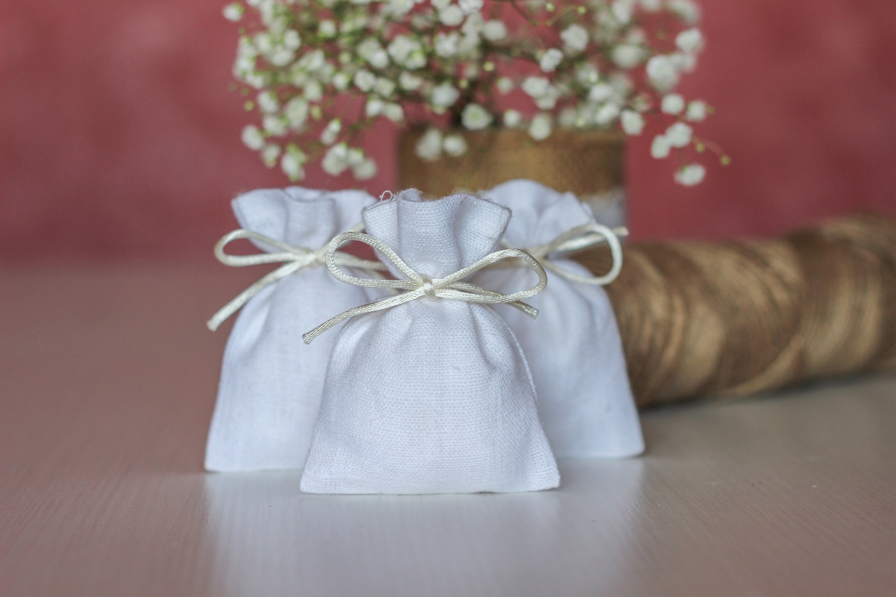 White Linen Bags Burlap Bags for Favors Small Fabric Pouch Etsy