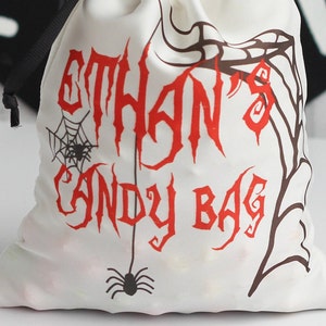 Halloween Pumpkin Satin Bag, Trick Or Treat Silk Bag, Custom Satin Bag, Personalized bag, Halloween MakeUp Bag, Halloween Treat Bag image 4