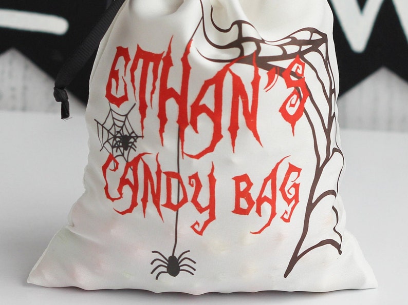 Halloween Pumpkin Satin Bag, Trick Or Treat Silk Bag, Custom Satin Bag, Personalized bag, Halloween MakeUp Bag, Halloween Treat Bag image 4