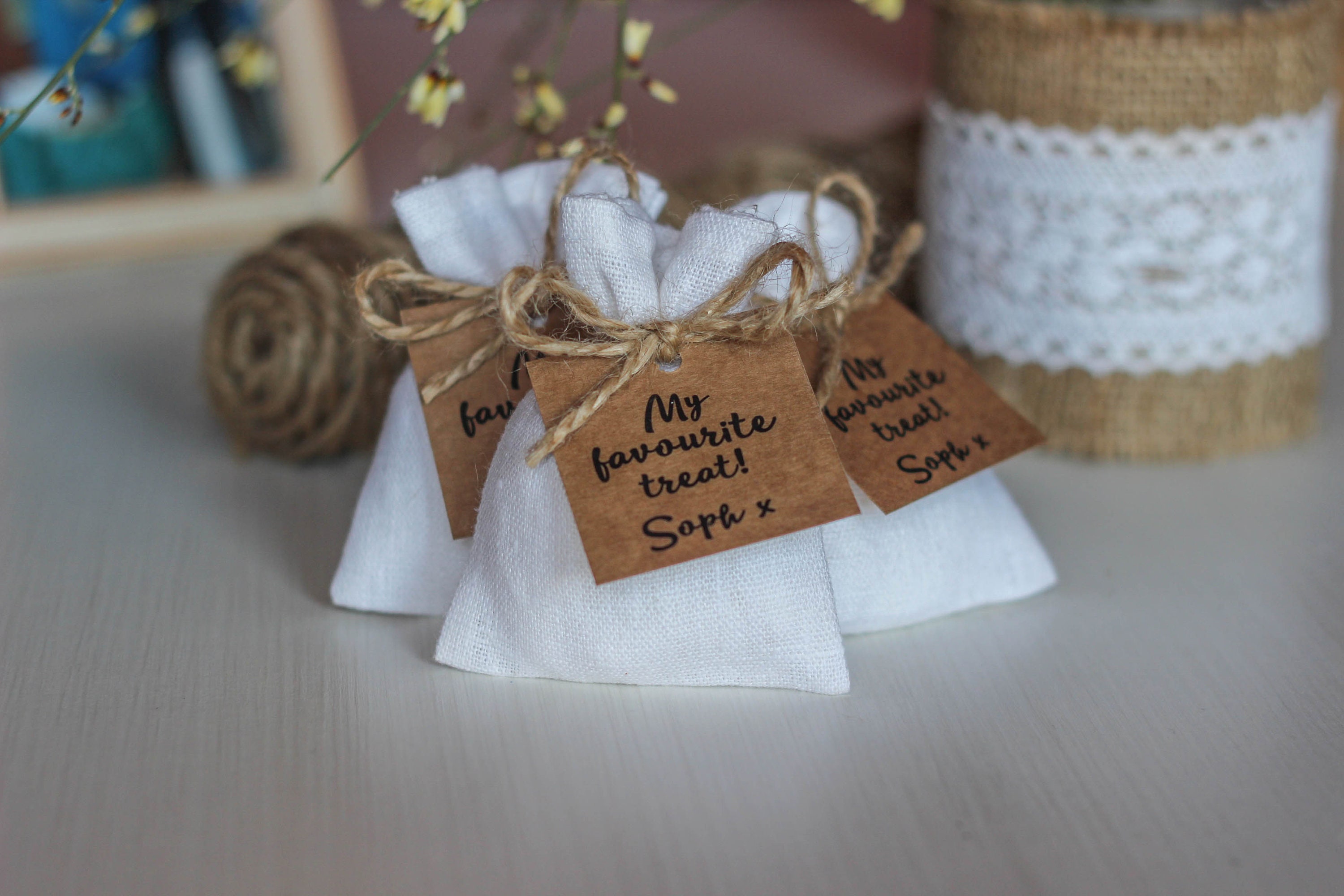 White Linen Bags Small Fabric Bags Burlap Sack Wedding Etsy