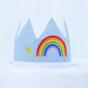 Baby Crown with Embroidery – Personalized First Birthday Cotton Crown, Fairy Prince / Princess Hat with Name or Initials
