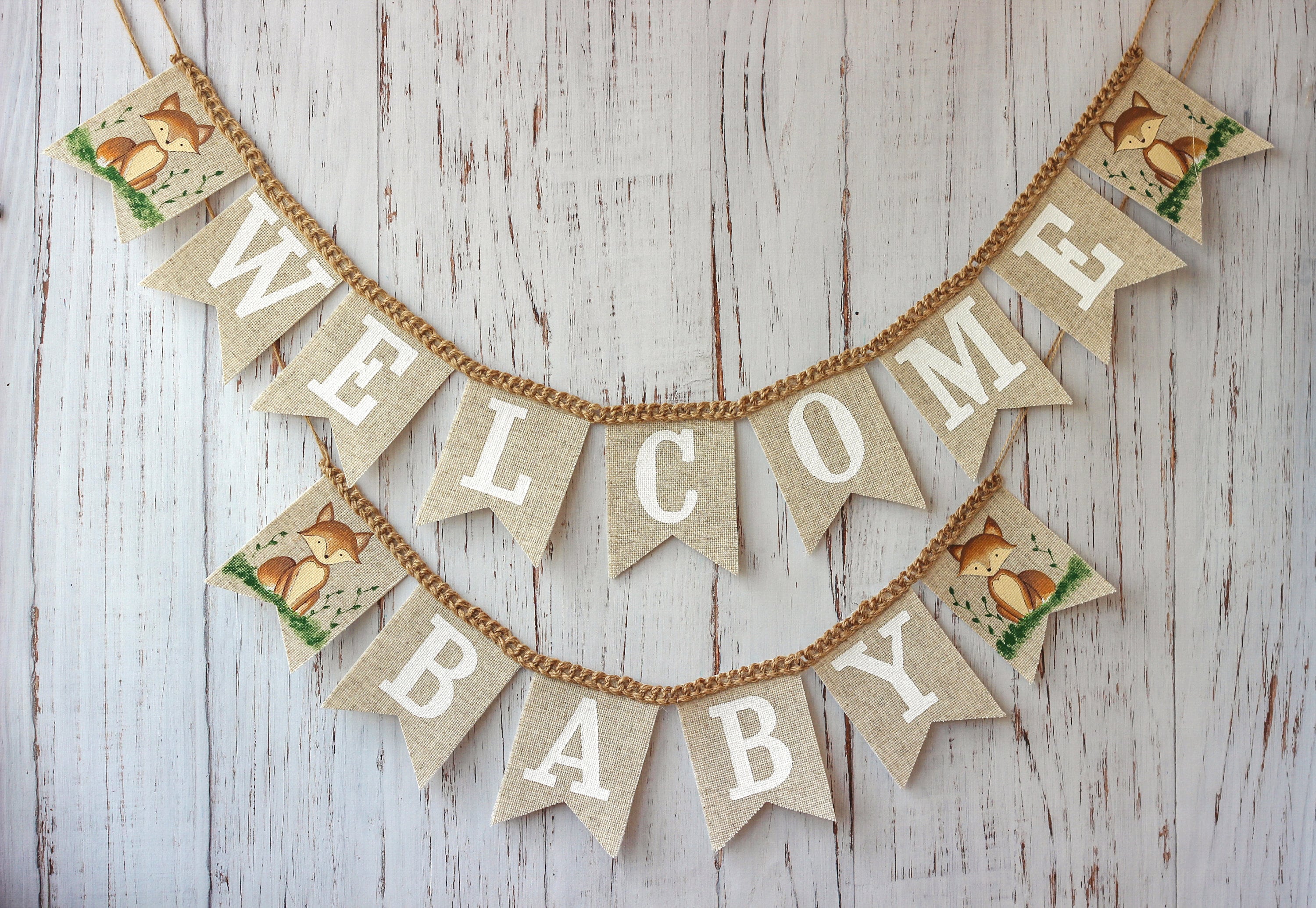 Burlap banner baby Baby shower woodland theme Etsy