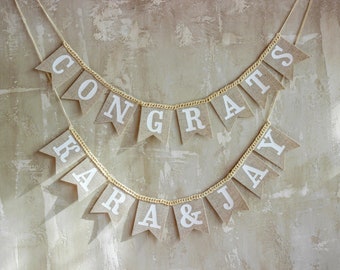 Custom Burlap Wedding Banner: Congrats, Mr & Mrs Sign