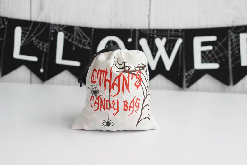 Halloween Pumpkin Satin Bag, Trick Or Treat Silk Bag, Custom Satin Bag, Personalized bag, Halloween MakeUp Bag, Halloween Treat Bag image 5