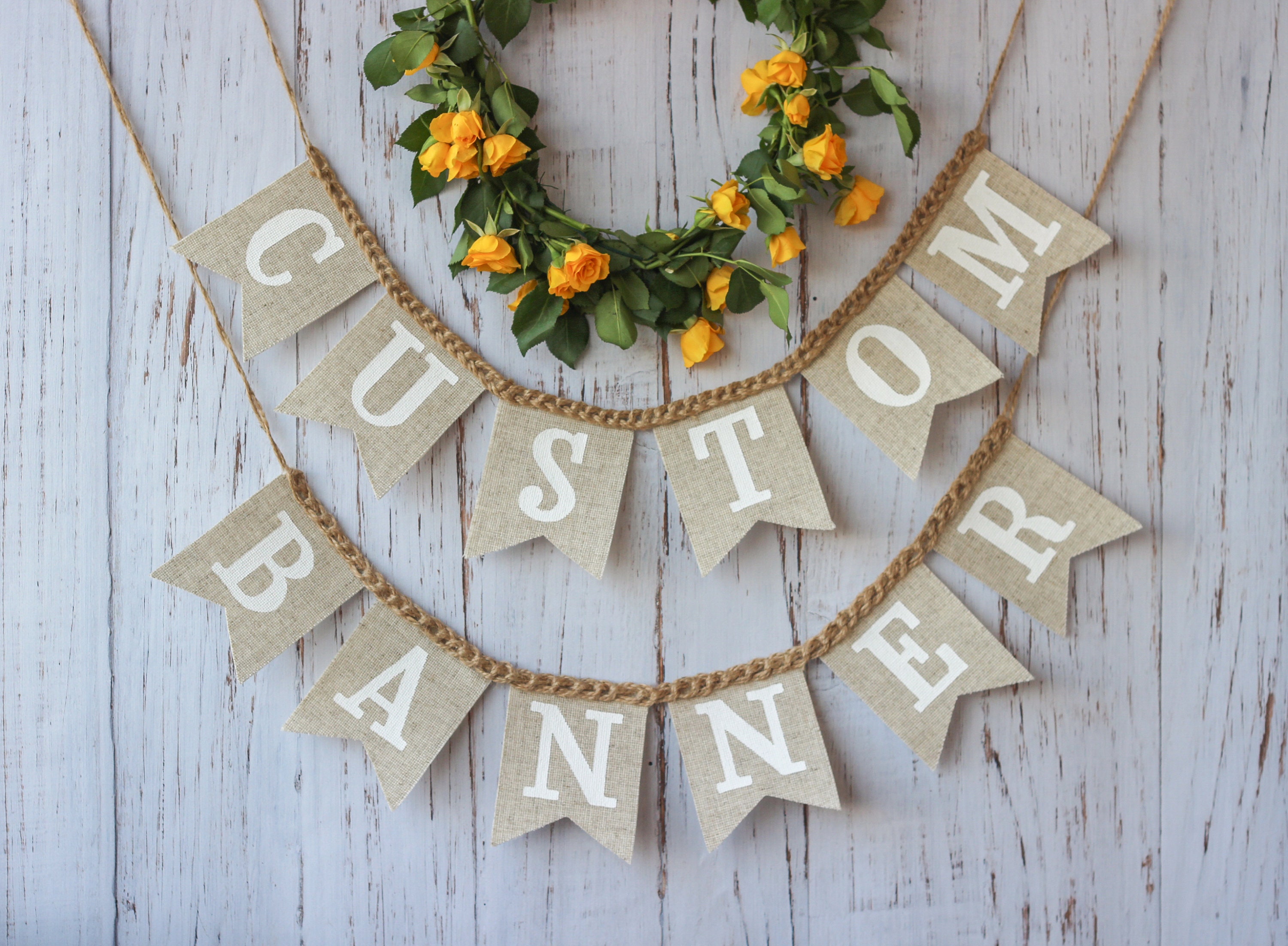 Custom burlap banner Personalized fabric banner Hessian Etsy
