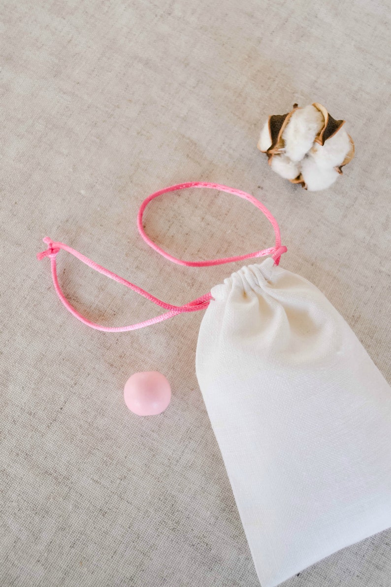 Small fabric drawstring pouch Cotton white bags Pink bows Etsy