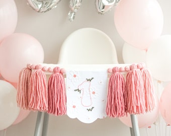 Daisy 1st High Chair Banner - Sweet One Year Old Decorations - Highchair banner 1st Birthday Girl