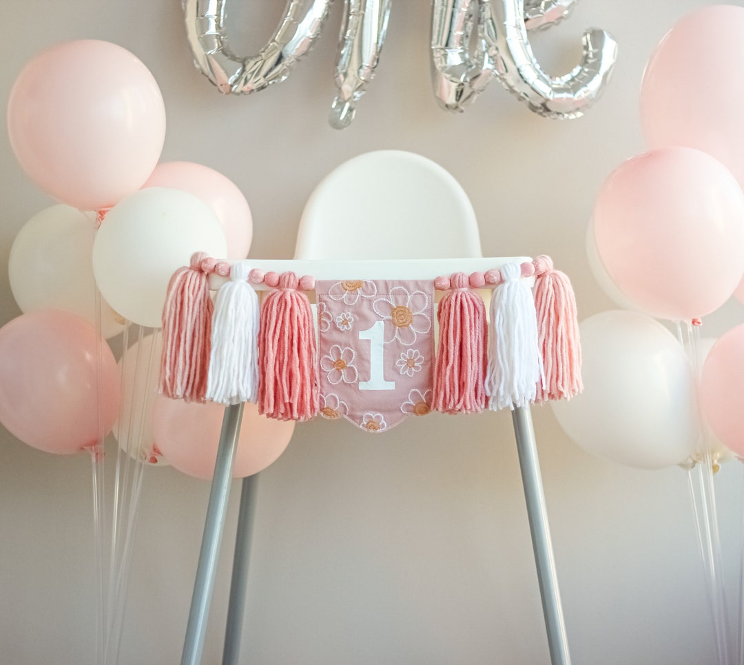 Daisy High Chair Garland Daisy Birthday Banner White Tassel Garland