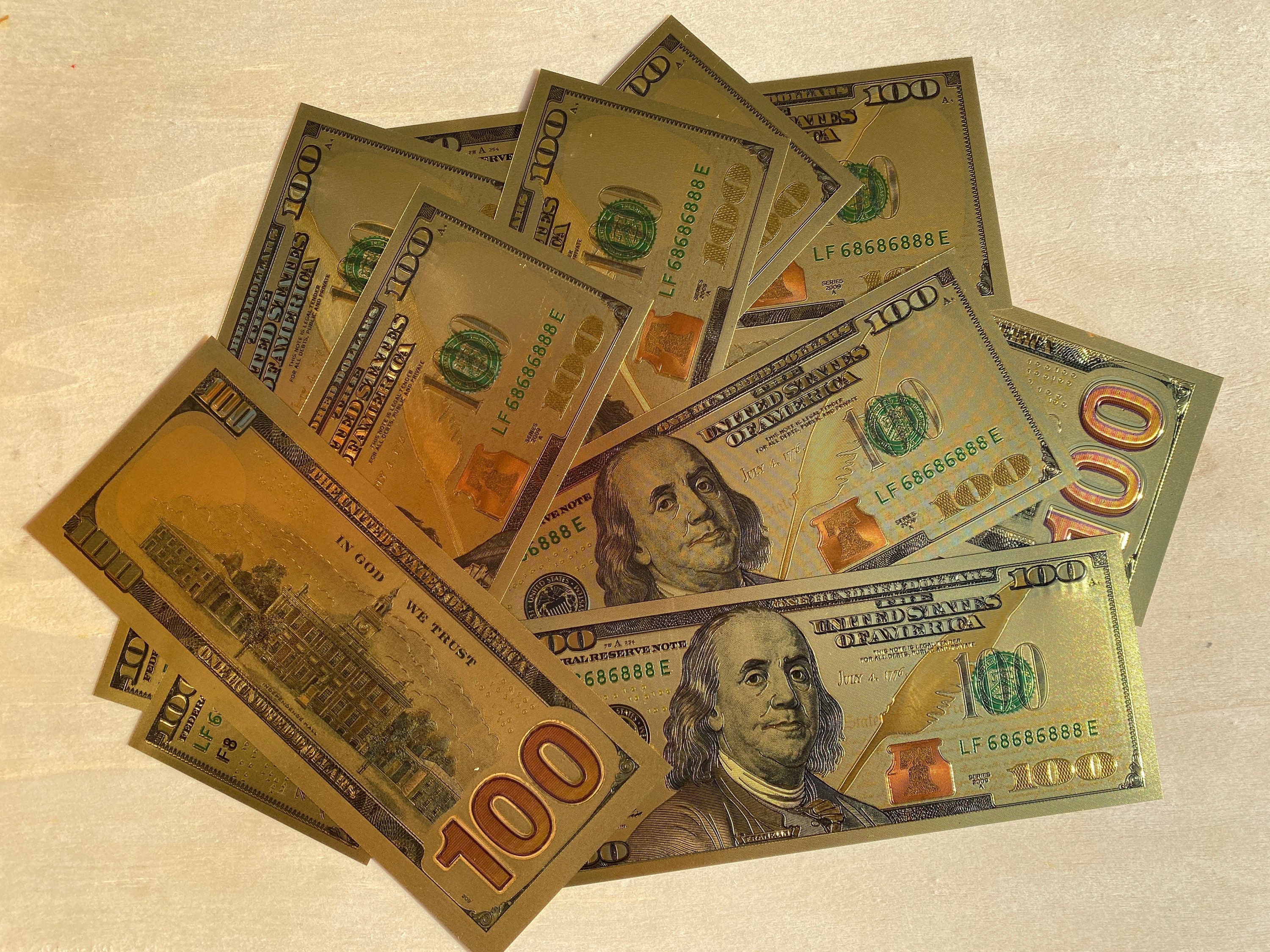Gold One Hundred Dollar Bill, Gold Money, Ancestor Money, Altar Offer…