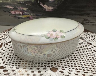 Bavaria Lustre Pink Foral Covered Dish