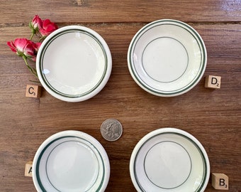 Beautiful Prim Green Trim Ironstone dinnerware Butter Pats - Stackable Decor