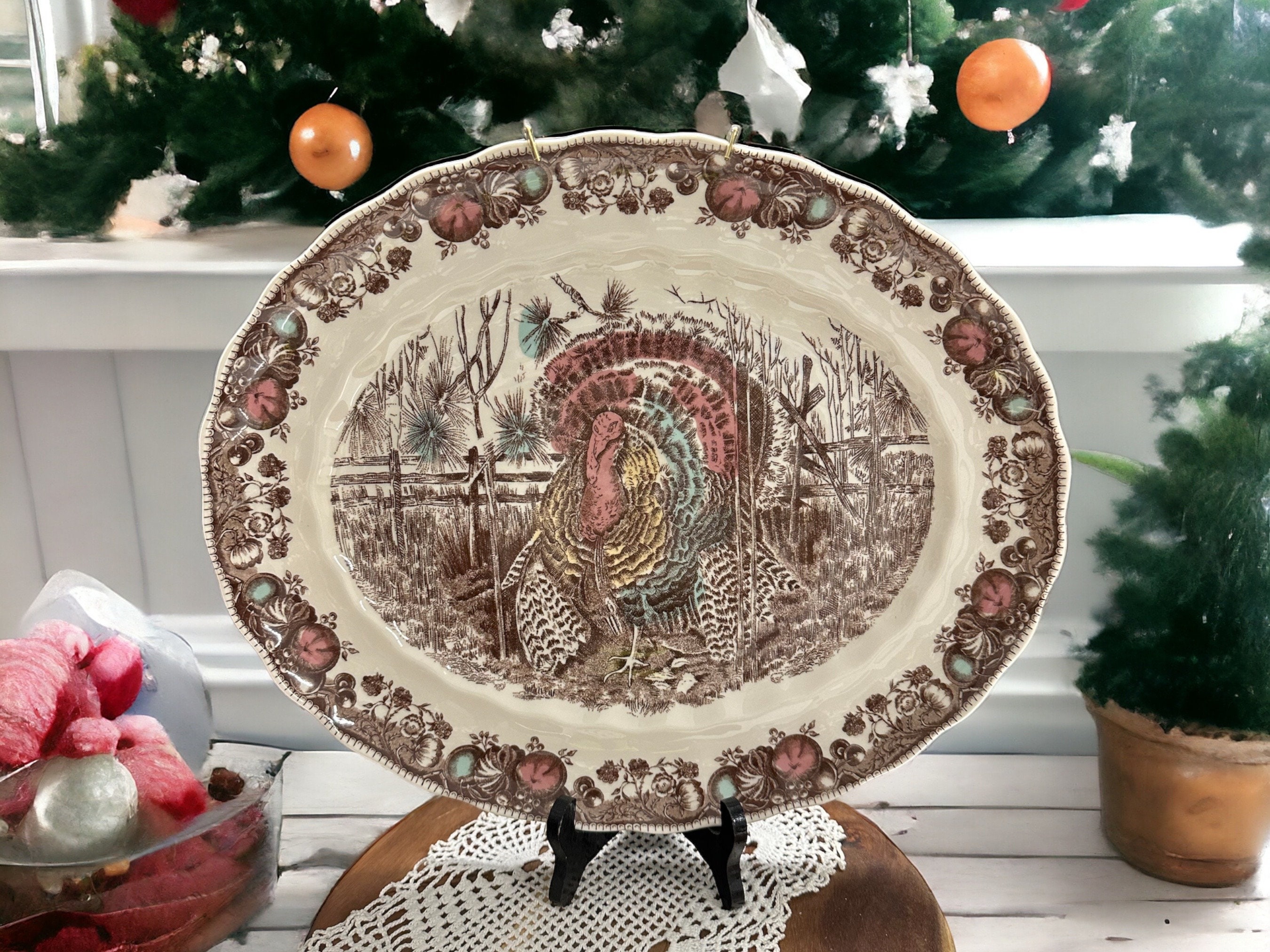 His Majesty Johnson Brothers 15.5 Large Turkey Platter in Beautifully Rich Colors Etsy