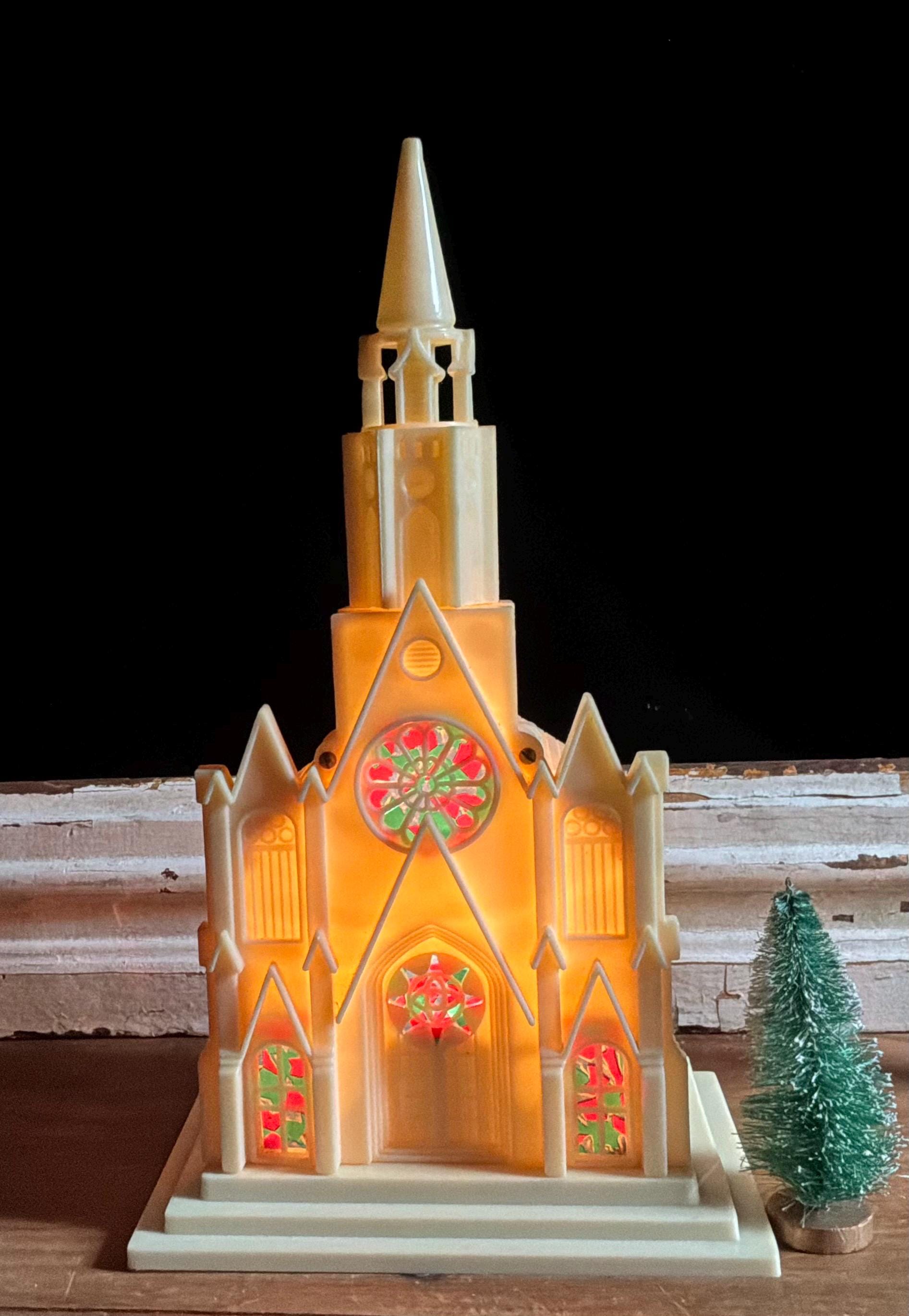 Vintage Plastic Light up Church - Etsy