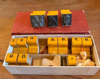 Vintage Rubber Number Stamp Set | Superior No. 969 Office Price Stamps (Original Box)