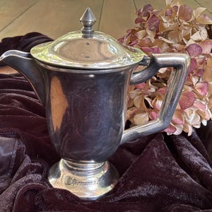 Vintage German Silver Lidded Coffee Pot | Gebruder Hepp Pforzheim | Engraved Hermann Hatte | European Tableware