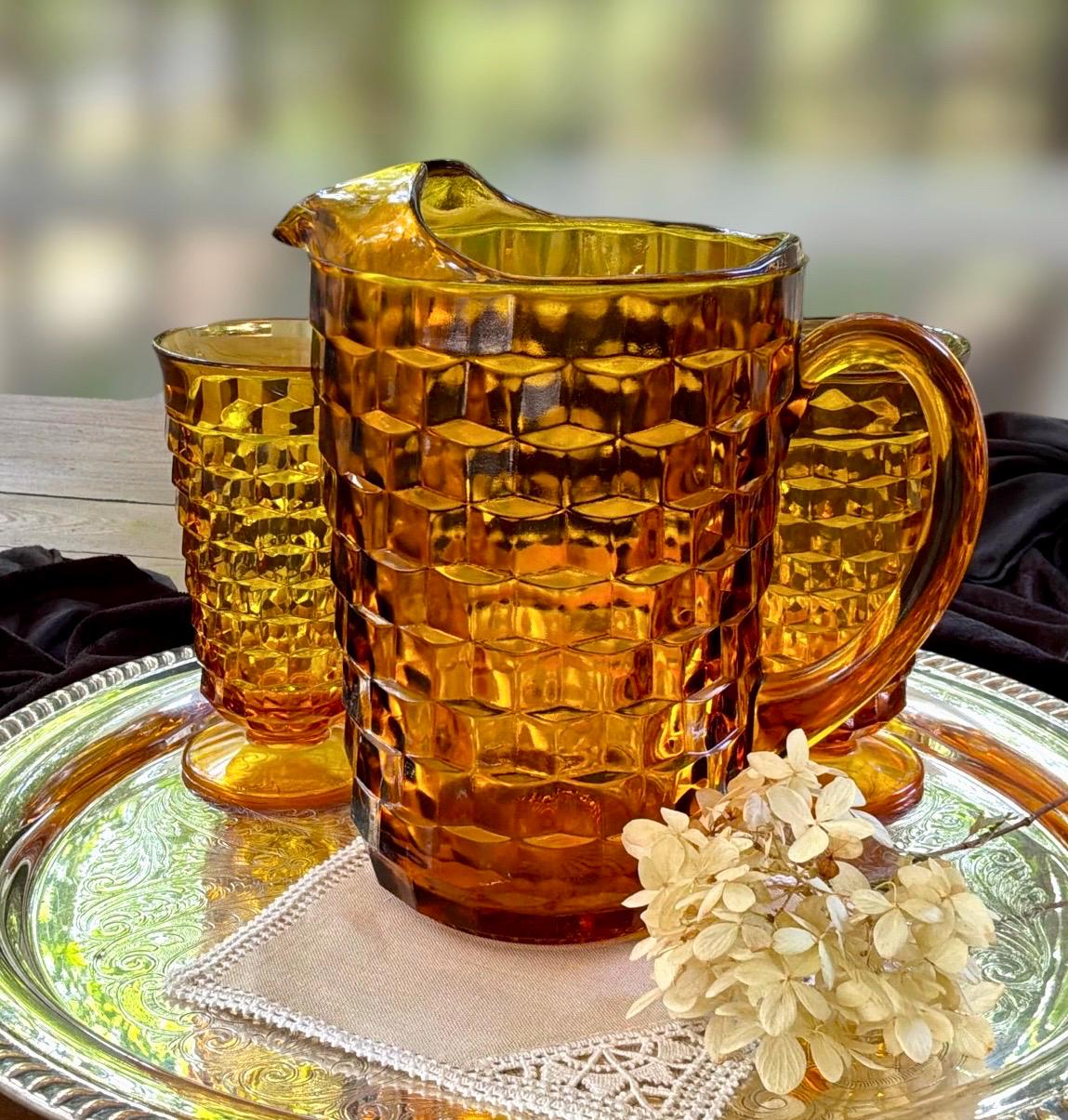 Vintage Glass Pitcher - Etsy