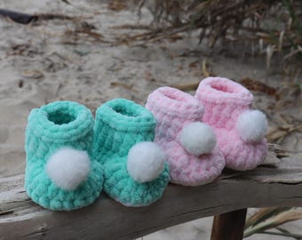 Patrón de zapatitos de bebé de chenilla a crochet: Diseño neutro (patrón PDF)
