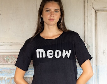 KNITTING PATTERN | MEOW Shirt | Classic Sweater Knitting Pattern | Easy-To-Knit T-Shirt Sweater | Women's Oversized Knit Shirt