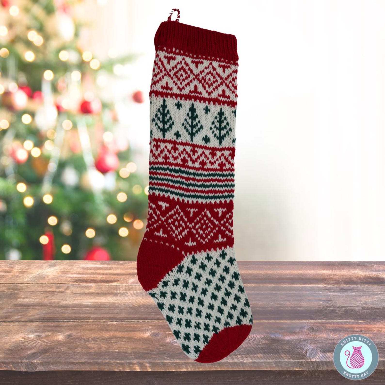 Vintage Christmas Stocking Knitting Pattern: Fair Isle Holiday Decor ...