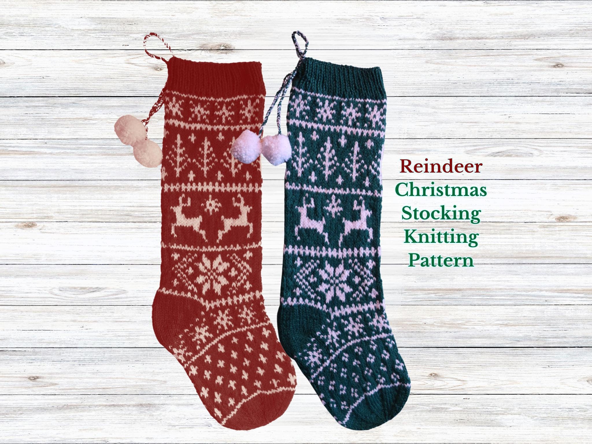 Reindeer Christmas Stocking Knitting Pattern: Fair Isle Holiday Decor ...