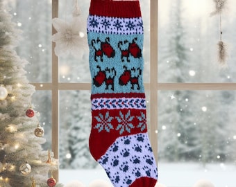 Guter Hund Weihnachtsstrumpf Strickmuster: Fair Isle Haustier Feiertags-Dekor (PDF-Muster)