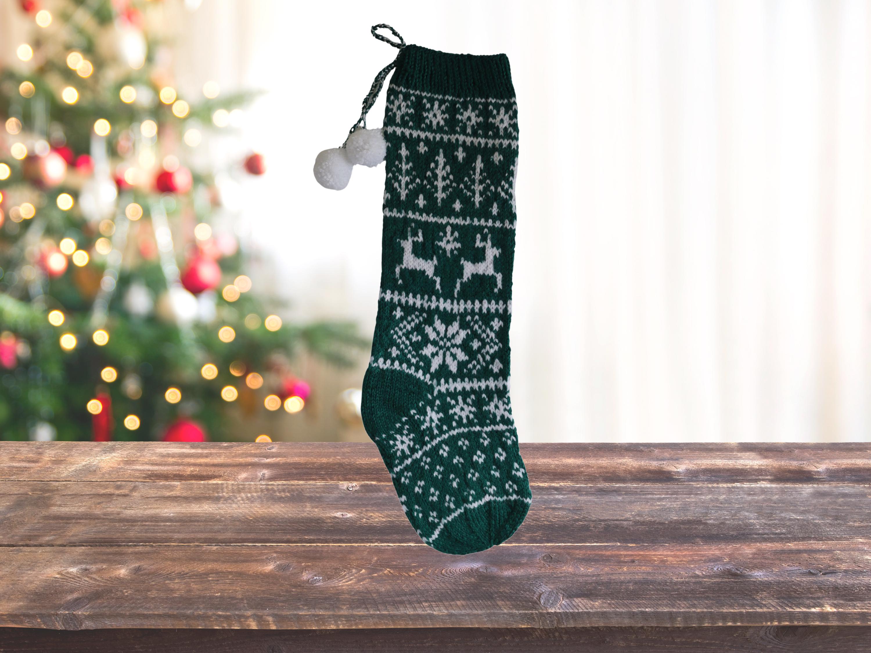 Reindeer Christmas Stocking Knitting Pattern: Fair Isle Holiday Decor ...