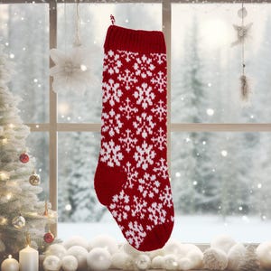フェアアイルクリスマスストッキング編み図：北欧風フラワーデザイン（PDFパターン）