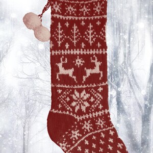 Reindeer Christmas Stocking Knitting Pattern: Fair Isle Holiday Decor ...
