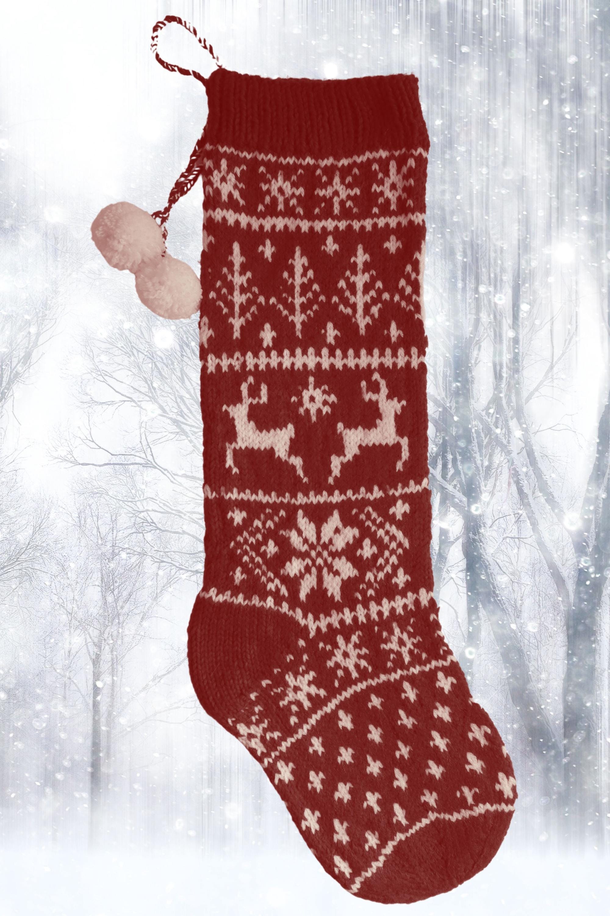Reindeer Christmas Stocking Knitting Pattern: Fair Isle Holiday Decor ...