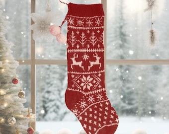 Rentier-Weihnachtsstrumpf-Strickmuster: Fair Isle Holiday Decor (PDF-Muster)