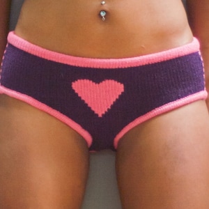 Heart Motif Underwear Knitting Pattern - Women&#39;s Knit PDF Pattern - Knitted Bottom Pattern Sizes XS to XL - Knit Panty - Knit Underwear