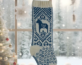 Dalapferd Weihnachtsstrumpf-Strickmuster: Skandinavische Weihnachtsstrumpf-Strickanleitung (PDF-Muster)