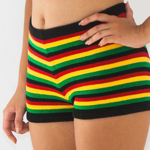 Rasta Stripes Boy Short Knitting Pattern -PDF Pattern Sizes XS to XL - Loungewear - Lounge Shorts - How to Knit Shorts - Crochet Shorts