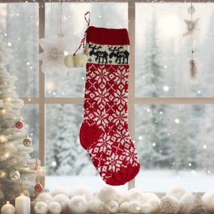 Moose Snowflake Christmas Stocking Knitting Pattern: Fair Isle Holiday Decor (PDF Pattern)