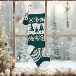 Christmas Stocking Knitting Pattern, Winter Tree Holiday Stocking PDF Pattern, Fair Isle Knitting Pattern, Christmas Home Decor, How to Knit
