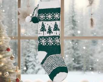 Winterbaum-Weihnachtsstrumpf-Strickmuster: Fair Isle Urlaubsdekor (PDF-Muster)