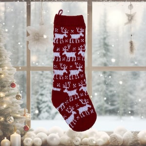 Moose Christmas Stocking Knitting Pattern: Fair Isle Holiday Decor (PDF Pattern)