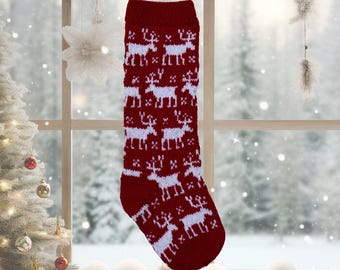 Patrón de tejido para medias navideñas de alce: Decoración navideña Fair Isle (patrón PDF)