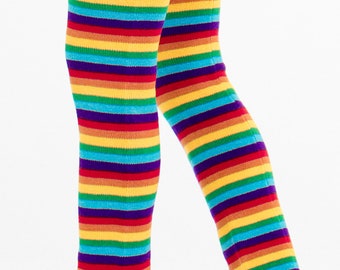 Rainbow Stripes Leg Warmers Knitting Pattern - Women's Knit PDF Pattern - Knitted Legwarmers One Size - Legwarmer  Knit Pattern