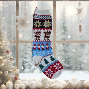 Christmas Stocking Knitting Pattern, Merrymaker Scandinavian PDF Holiday Stocking Pattern, Fair Isle Knitting Pattern, Christmas Home Decor