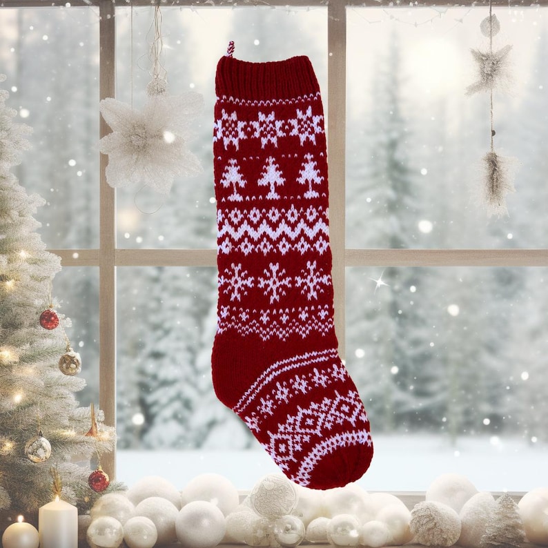 Fair Isle Christmas Stocking Knitting Pattern (PDF Download) - the K4 ...