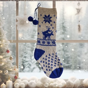 Humping Moose Christmas Stocking Knitting Pattern: Fair Isle PDF